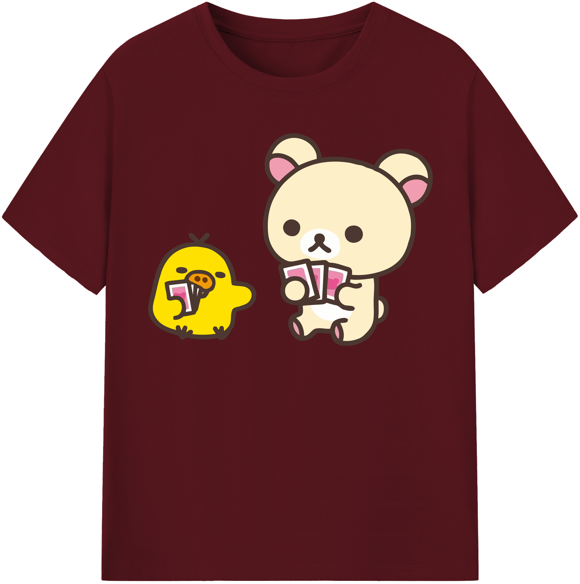 （画像用） リラックマ リラックマ キイロイトリ Rilakkuma Korilakkuma Kiiroitori 綿100％半袖Tシャツ（フロントプリント）